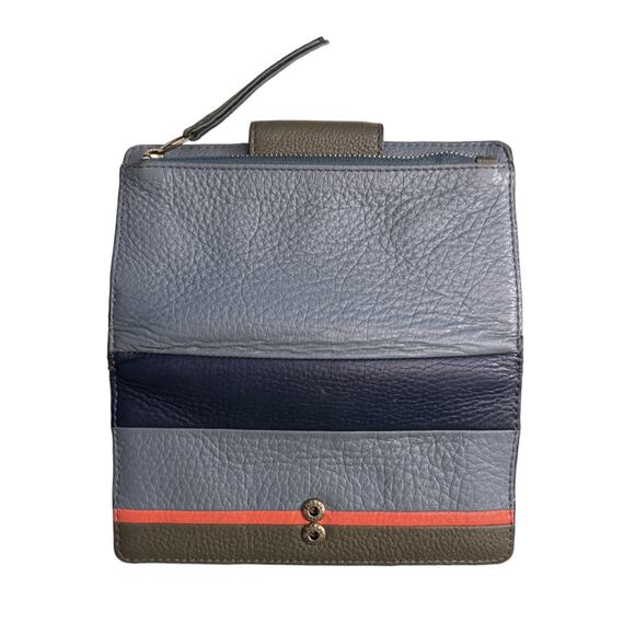 Fossil Wallet Striped Pebble Leather Clutch Tab Closure CC Zip Coin - Picture 5 of 9